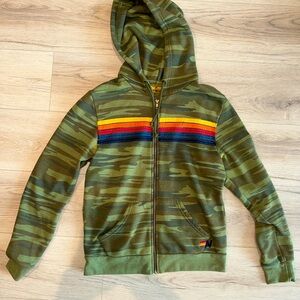 Aviator Nation Camouflage Hoodie with Rainbow Stripes